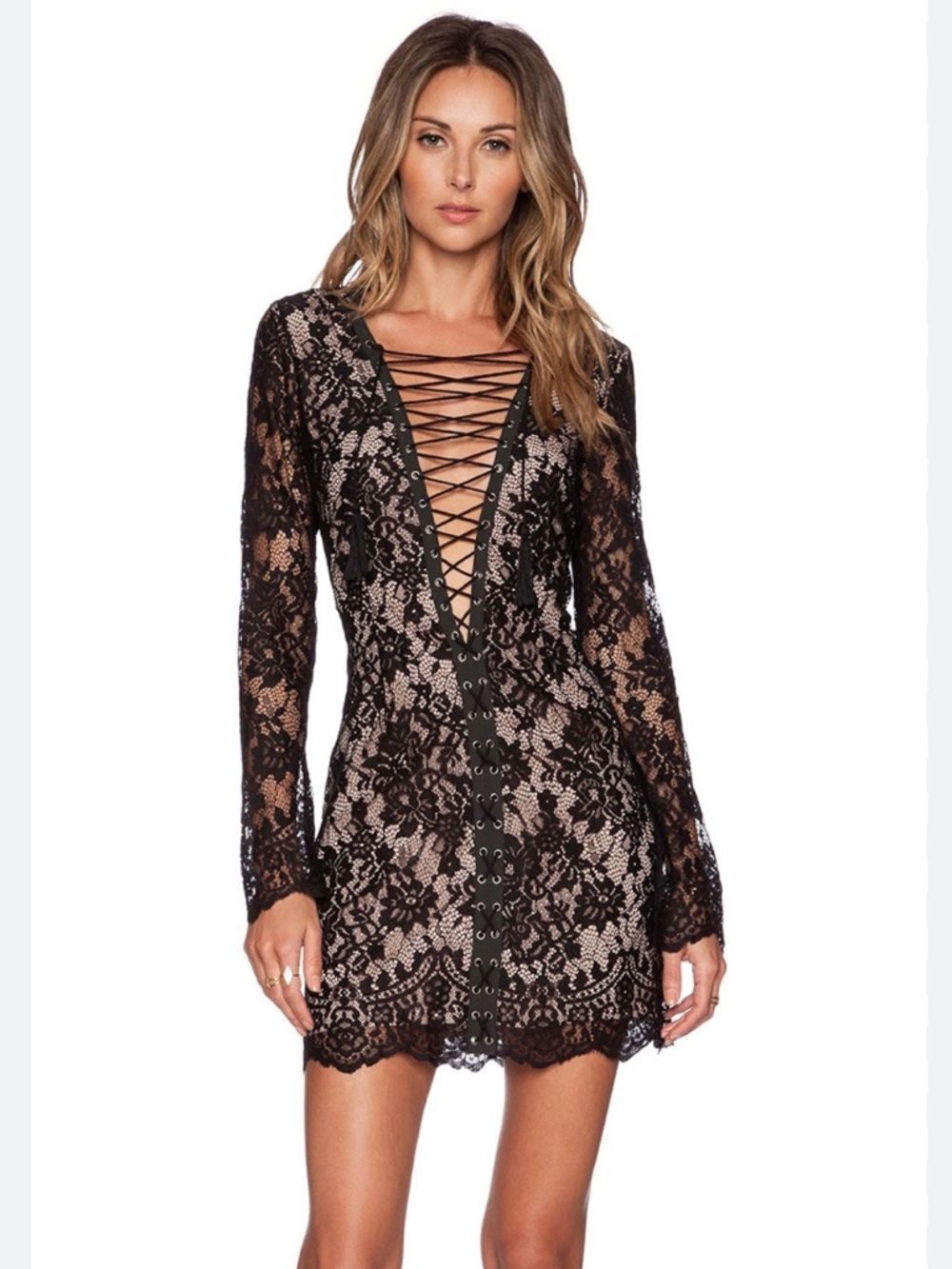 The Jetset Diaries x Free People The Ruins Dress in Black Lace